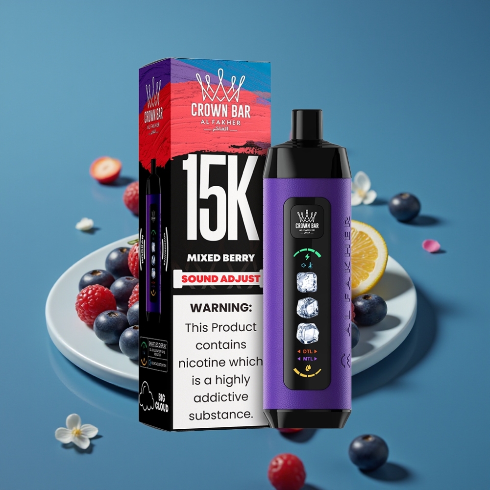 Al Fakher 15k Ice Adjust Clouds Disposable Device – Mješovita Bobica (Mixed Berry) – 15000 Puffova, LED Display, Mesh Coil, Type-C