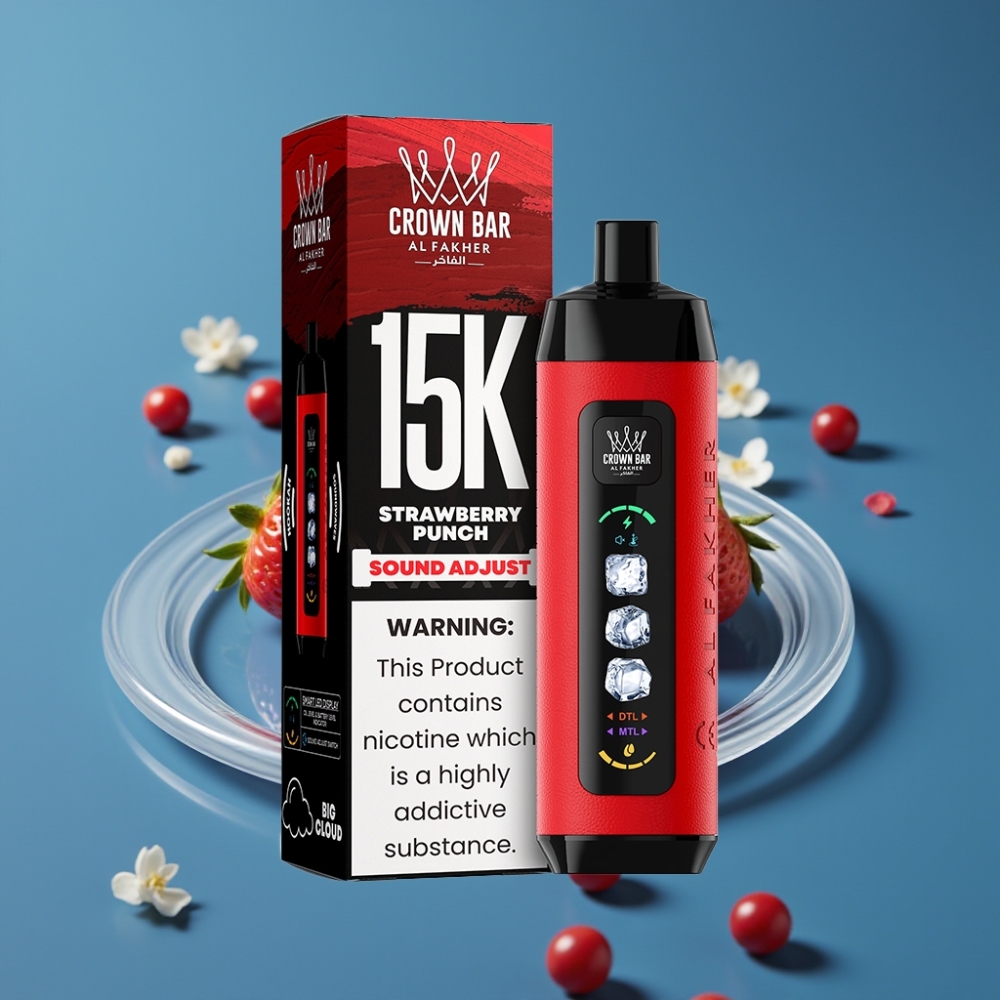 Al Fakher 15k Ice Adjust Clouds Jednokratni Uređaj Jagoda Punch – 15000 Puffova, LED zaslon, 33.1x121.2mm