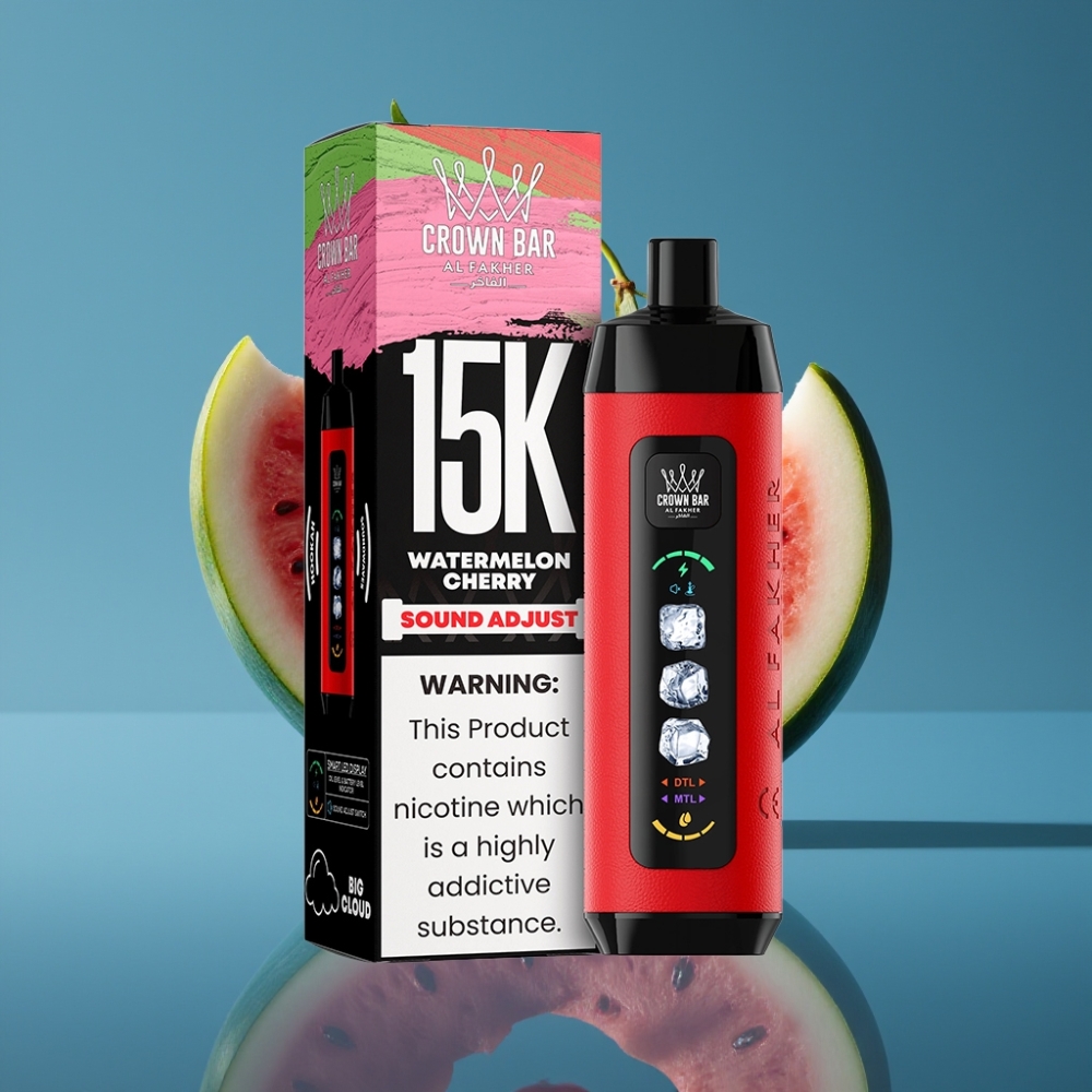 Al Fakher 15k Ice Adjust Clouds Jednokratni Uređaj Lubenica-Trešnja 15000 Puffova 22ml LED Display Mesh Coil