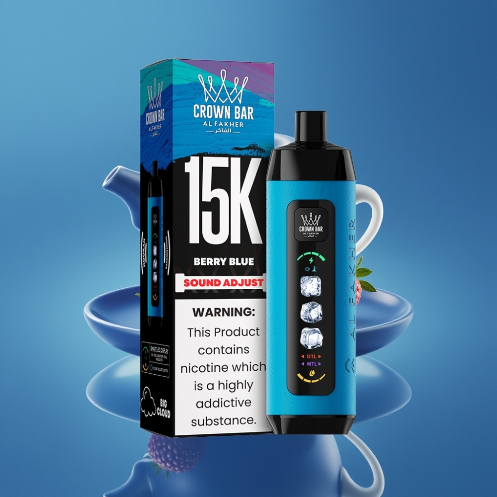 Al Fakher 15k Ice Adjust Oblaci Disposable Device – Plava Bobica, 15000 Puffova, LED Ekran, 22ml