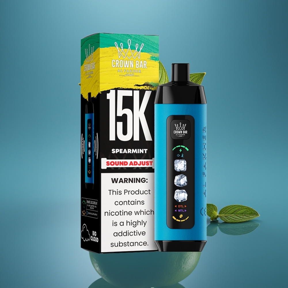 Al Fakher 15k Oblačići Led Spearmint Jednokratni Uređaj s LED Ekranom i Mesh Coil-om