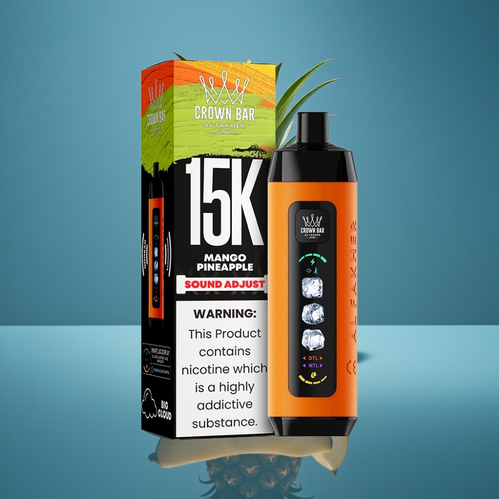 Al Fakher 15k Oblačna Ledena Mango Ananas Dispozabilna Naprava s LED zaslonom i Mesh Coilom