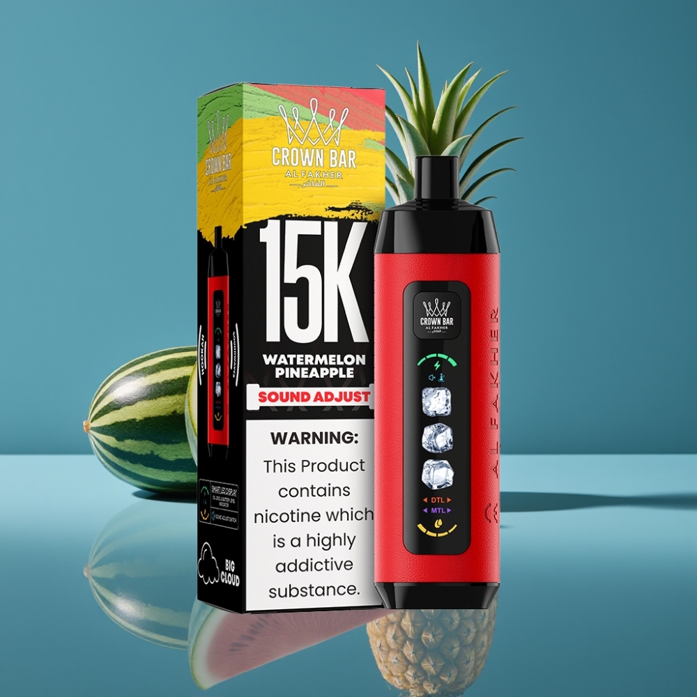 Al Fakher 15k Oblačno Ledeno Disposable – Lubenica Ananas, 15000 puševa, LED zaslon, 22ml tekućine