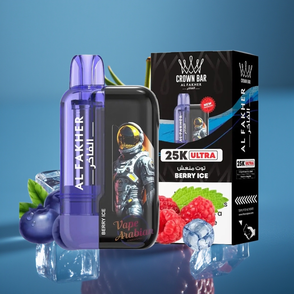 Al Fakher Crown Bar Ultra 25K Disposable Vape Jagoda Led s Mesh Coilom