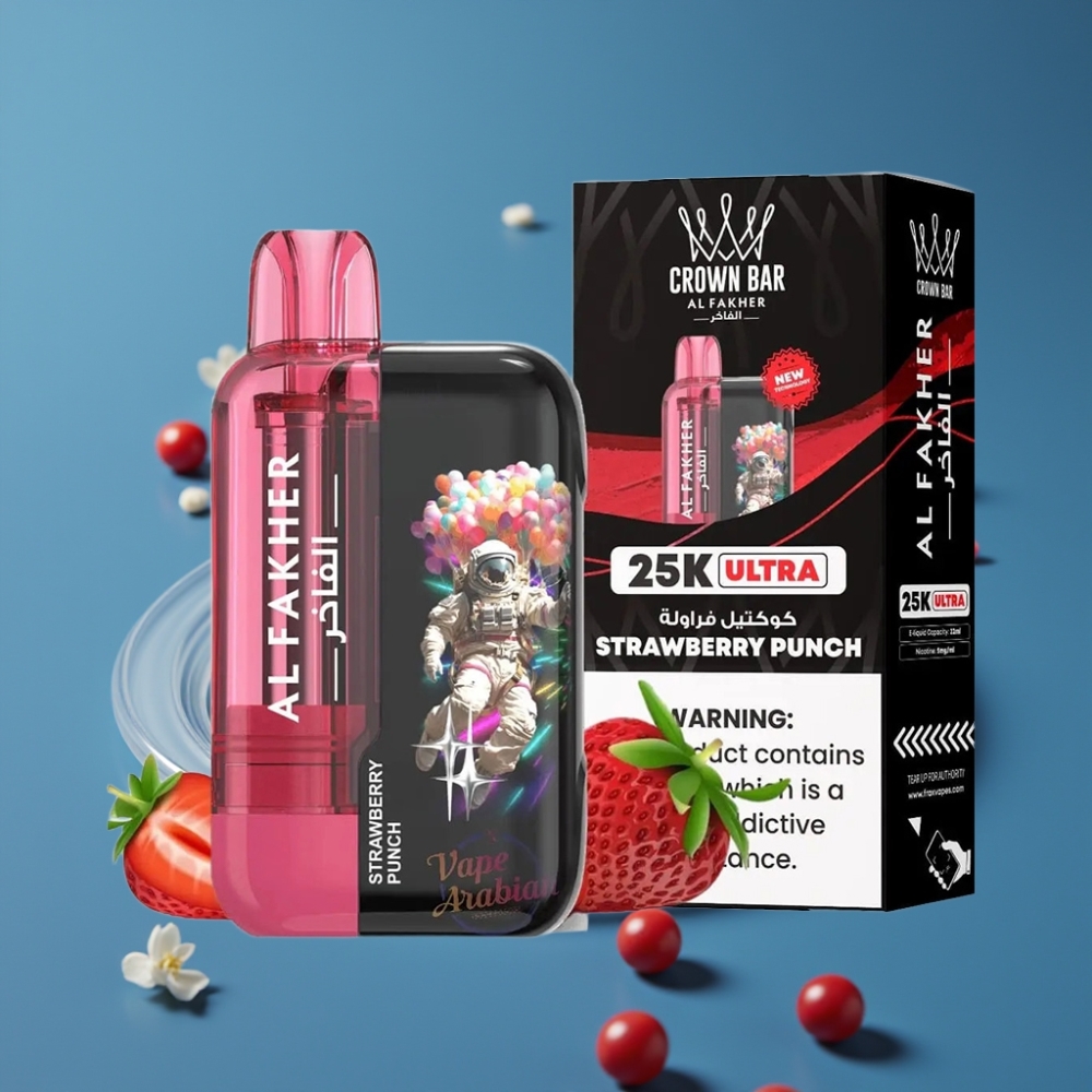 Al Fakher Crown Bar Ultra 25K Disposable Vape Jagoda Punch – 22ml, 50mg/ml, Mesh Coil