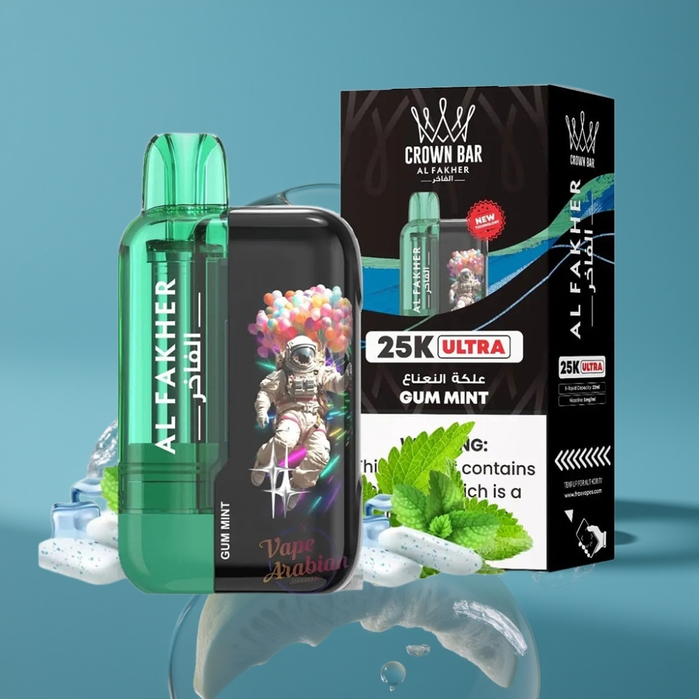 Al Fakher Crown Bar Ultra 25K Disposable Vape LED Mesh Gum Mint (Gumeni Mint)