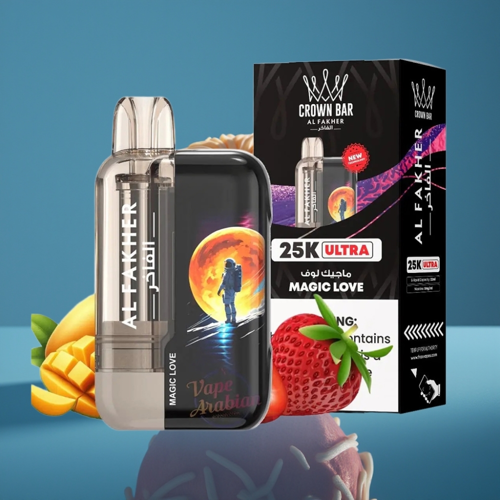 Al Fakher Crown Bar Ultra 25K Disposable Vape Čarobna Ljubav – 22ml, Mesh Coil, LED Display