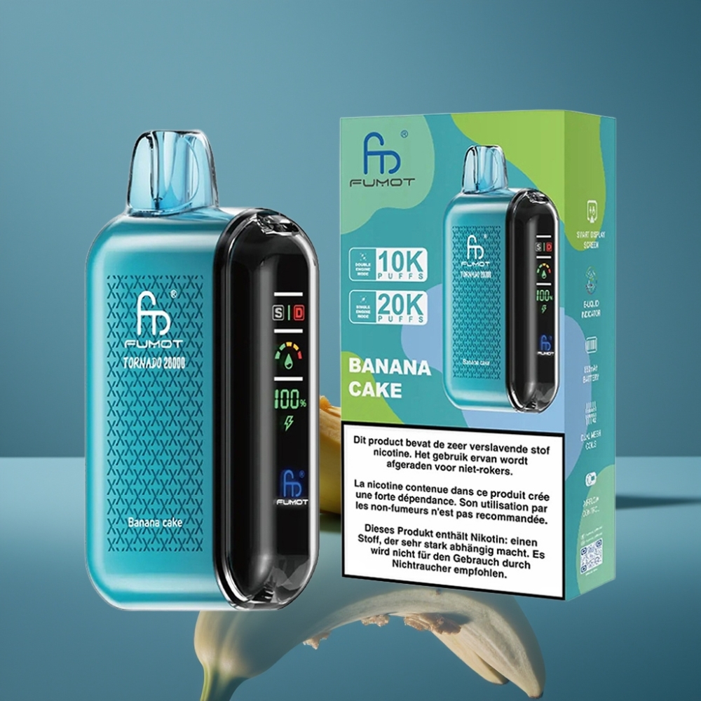 Fumot Tornado 20000 Puffs Dual Mesh Coil Bananin Kolač 20ml E-liquid