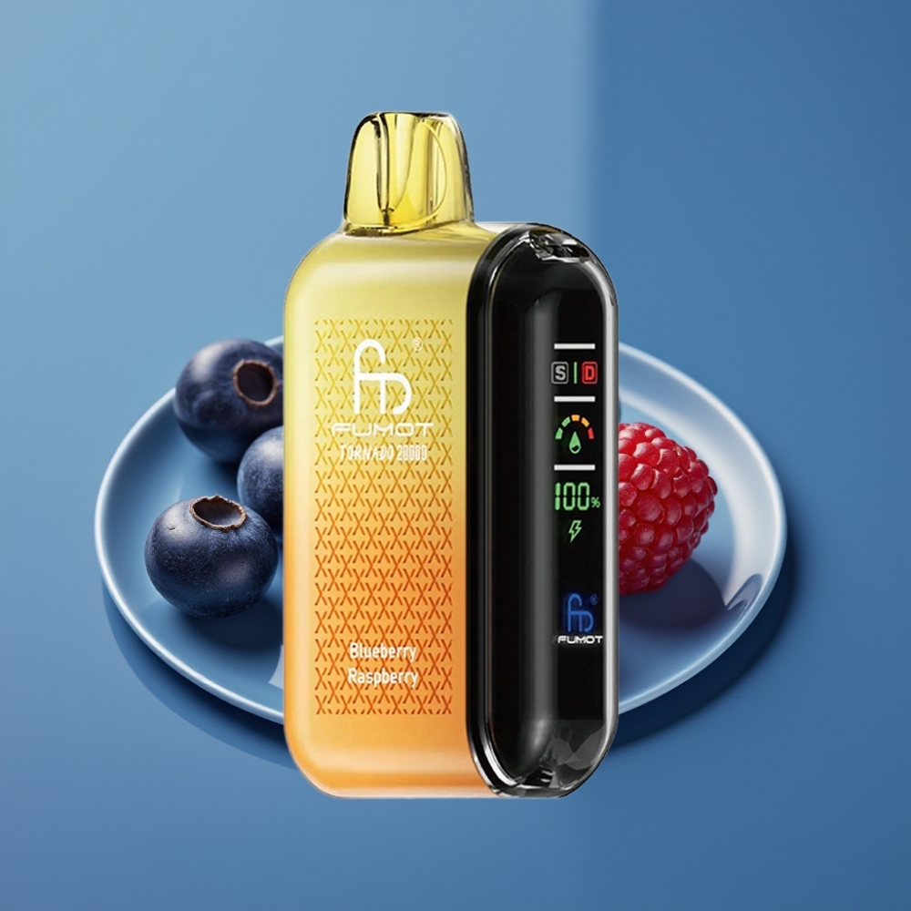 Fumot Tornado 20000 Puffs Dual Mesh Coil Plava Malina Raspadljivi Vape