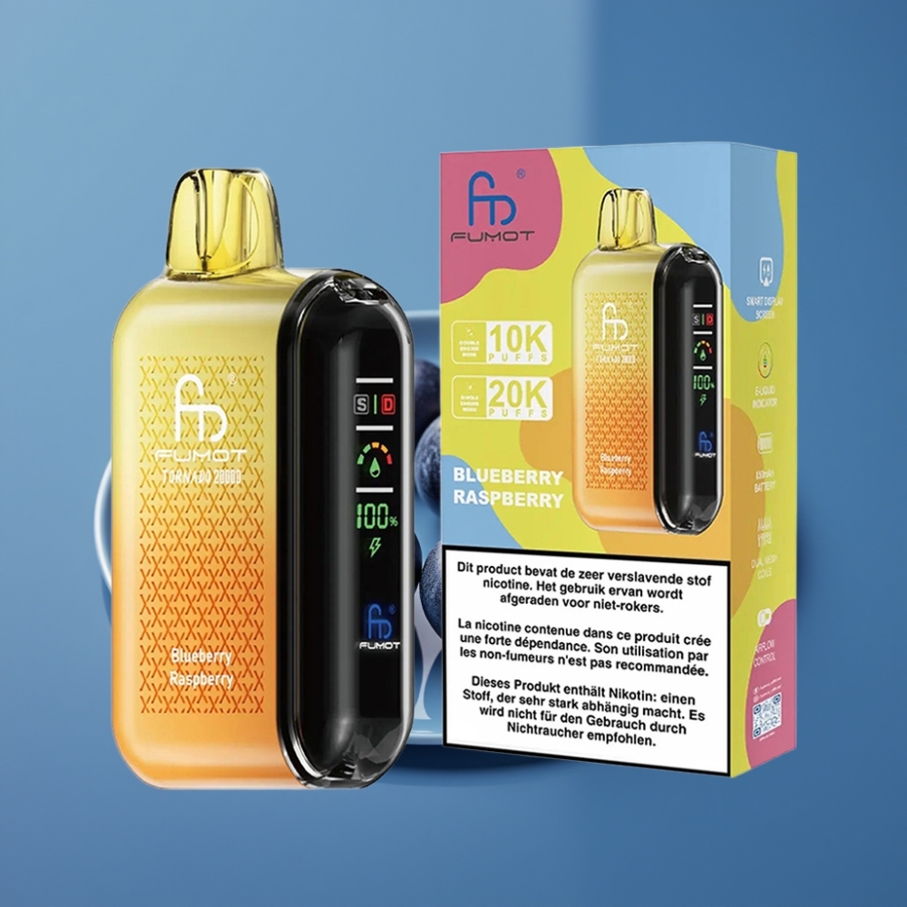 Fumot Tornado 20000 Puffs Dual Mesh Coil Plava Malina Raspadljivi Vape