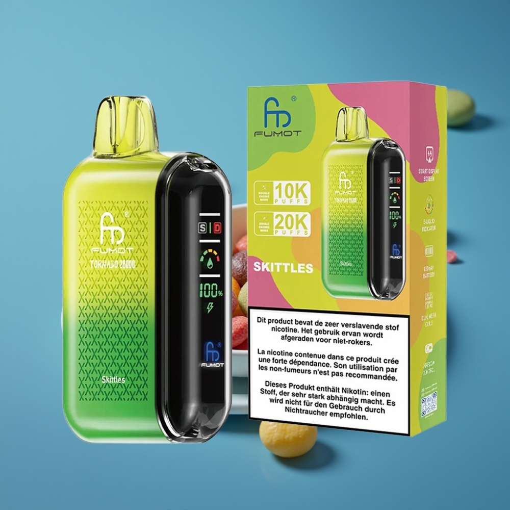 Fumot Tornado 20000 Puffs Dual Mesh Coil Smart Display Dispozabilna Vape Žvakaste Bombone
