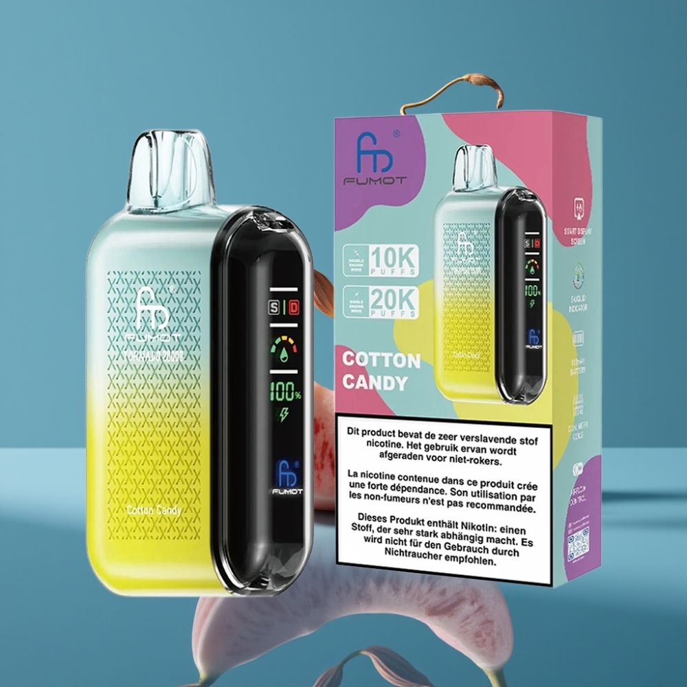 Fumot Tornado 20000 Puffs Dual Mesh Cotton Candy (Slatka Vuna) 20ml Display