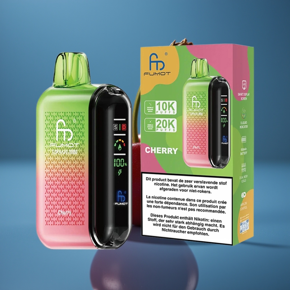 Fumot Tornado 20000 Puffs Dual Mesh Trešnja 20ml Smart Display