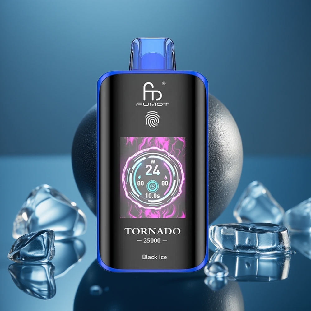 Fumot Tornado 25000 Puffovi HD Ekran 700mAh Baterija Crni Led