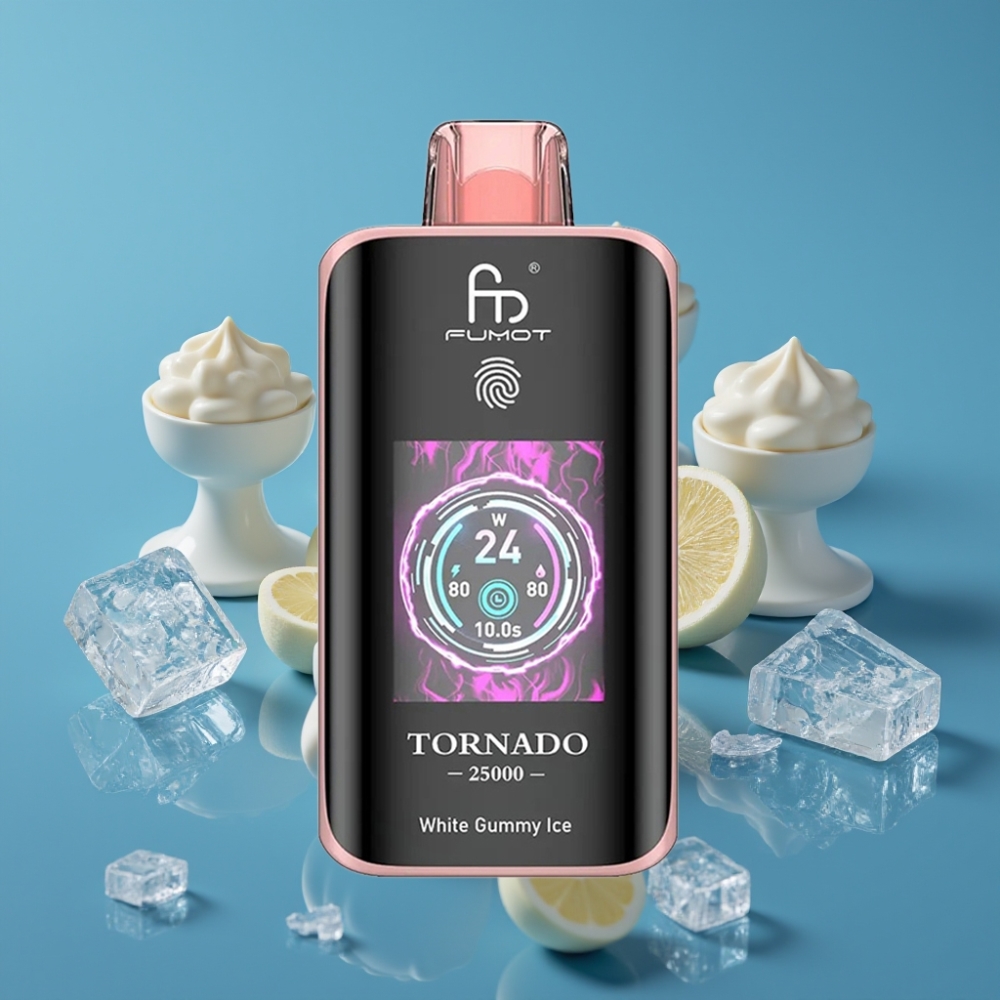 Fumot Tornado 25000 Puffs HD Ekran 700mAh Bijeli Gumeni Led
