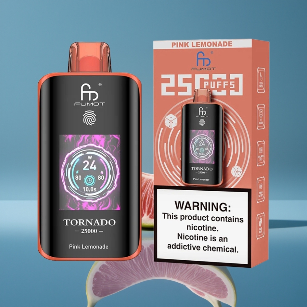 Fumot Tornado 25000 Puffs HD Ekran 700mAh Ružičasti Limunada