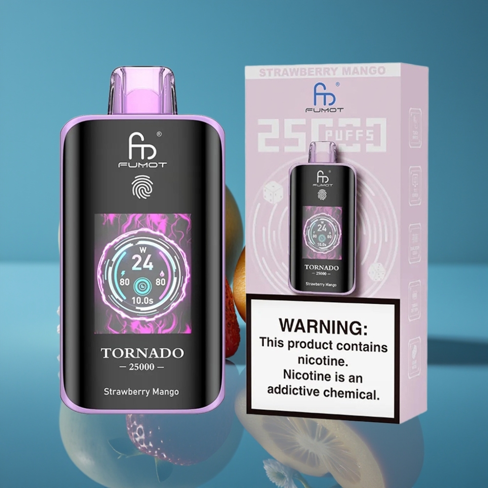 Fumot Tornado 25000 Puffs HD Ekran Jagoda Mango Tip-C Punjenje