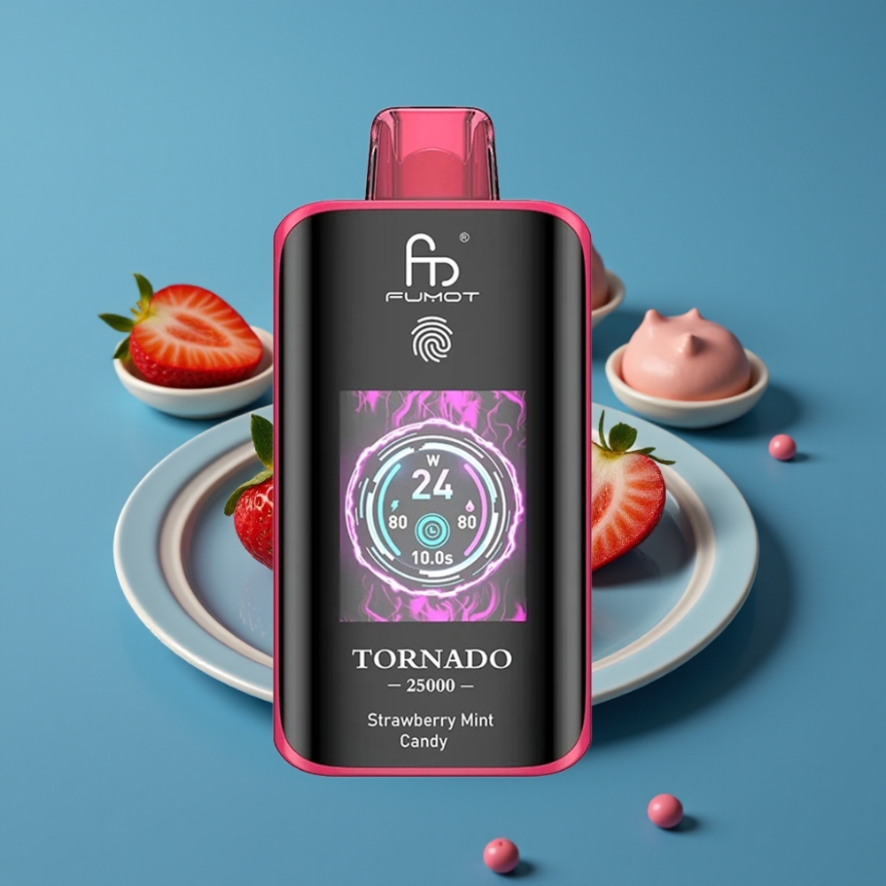 Fumot Tornado 25000 Puffs HD Ekran Jagoda Mentol Bombica 20ml Tip-C