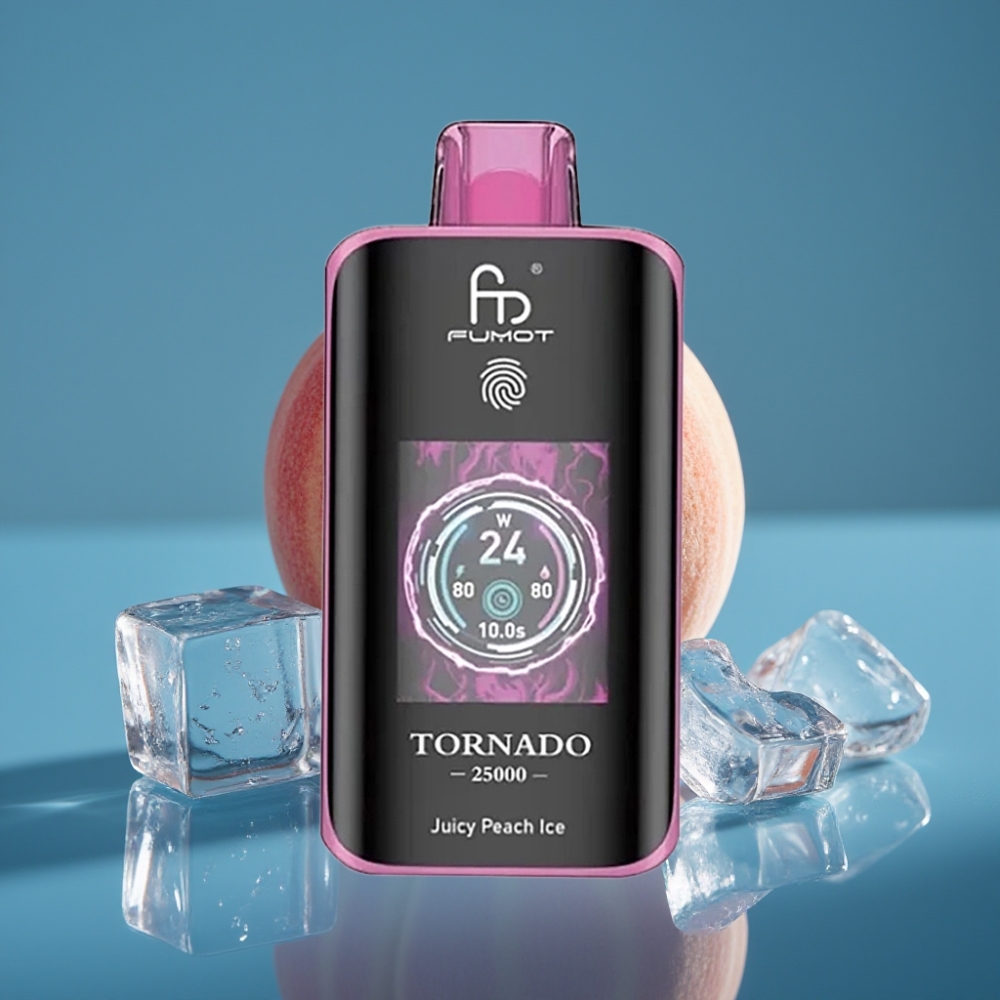 Fumot Tornado 25000 Puffs HD Zaslon Juicy Peach Ice 20ml 700mAh Type-C