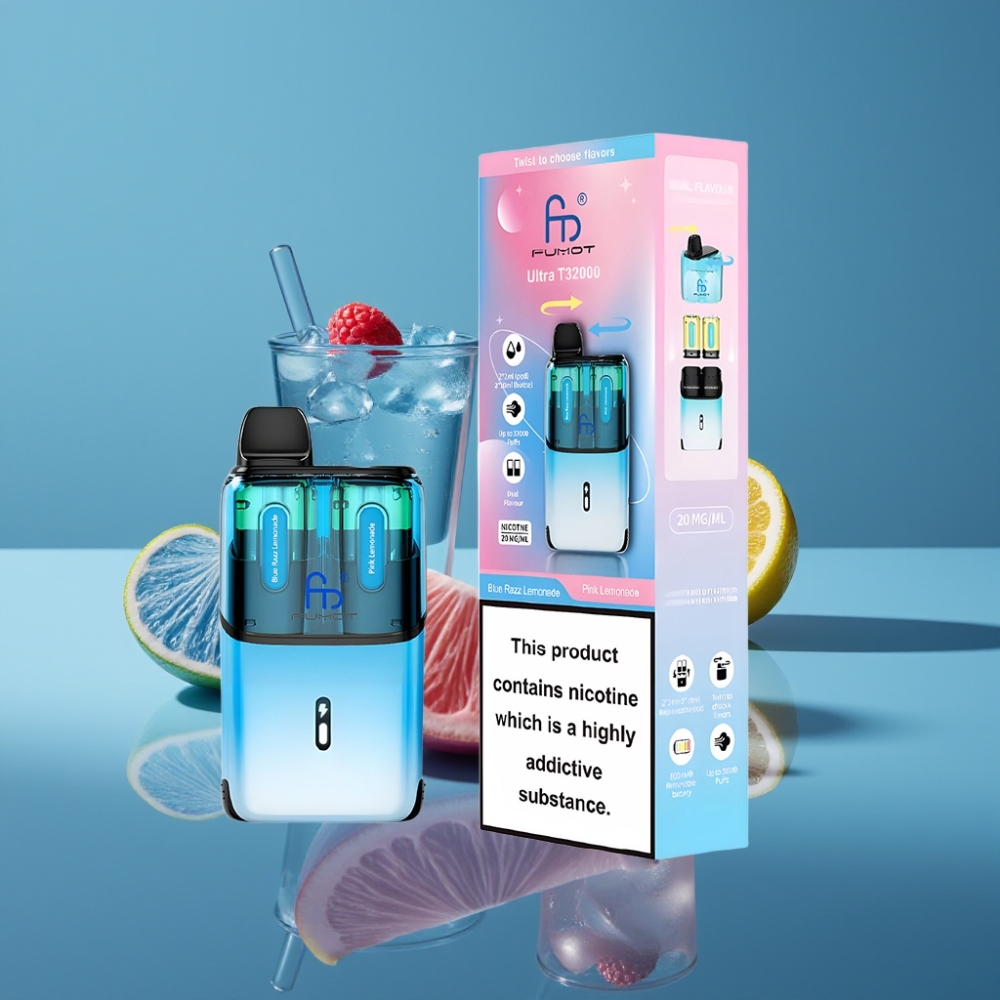 Fumot Ultra T32000 Disposable Vape Plavi Malin Limunada - Ružičasti Limunad s 800mAh baterijom i Type-C punjenjem
