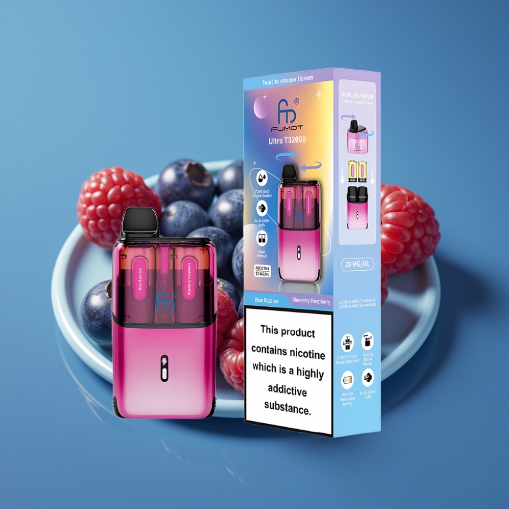 Fumot Ultra T32000 Disposable Vape Plavi Razz Led – Borovnica Malina s 800mAh i Type-C