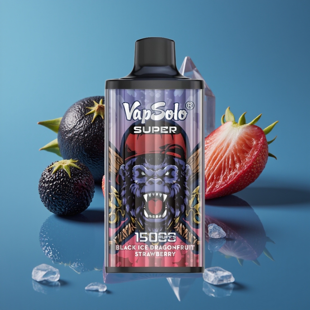 Vapsolo Super 15000 Puffs Crna Ledena Zmaja Jagoda Disposable Vape 40ml 850mAh Tip-C