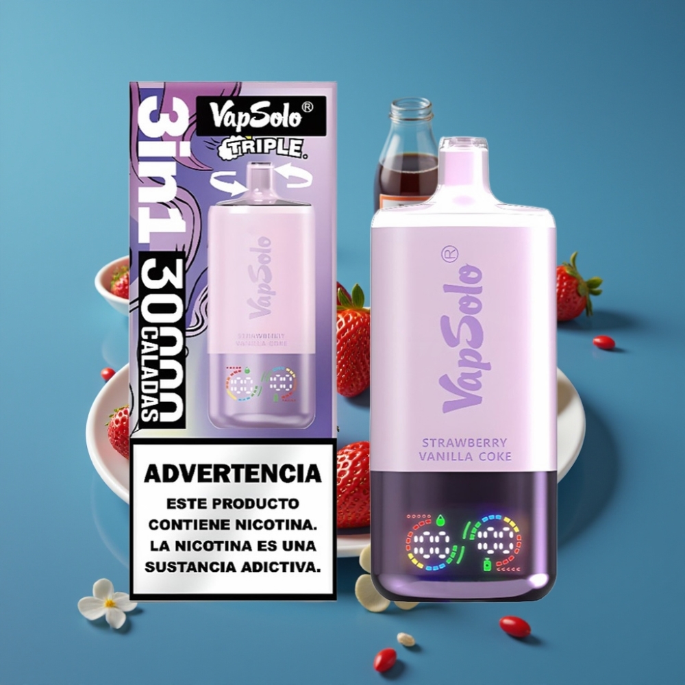 VapSolo Triple 30000 Puffs Disposable Vape Jagoda Vanila Kola 40ml Type-C