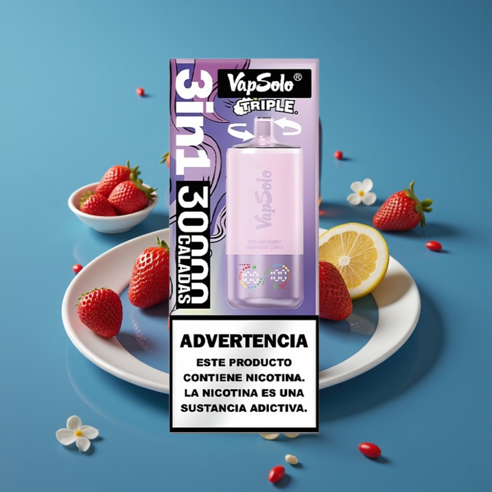VapSolo Triple 30000 Puffs Disposable Vape Jagoda Vanila Kola 40ml Type-C
