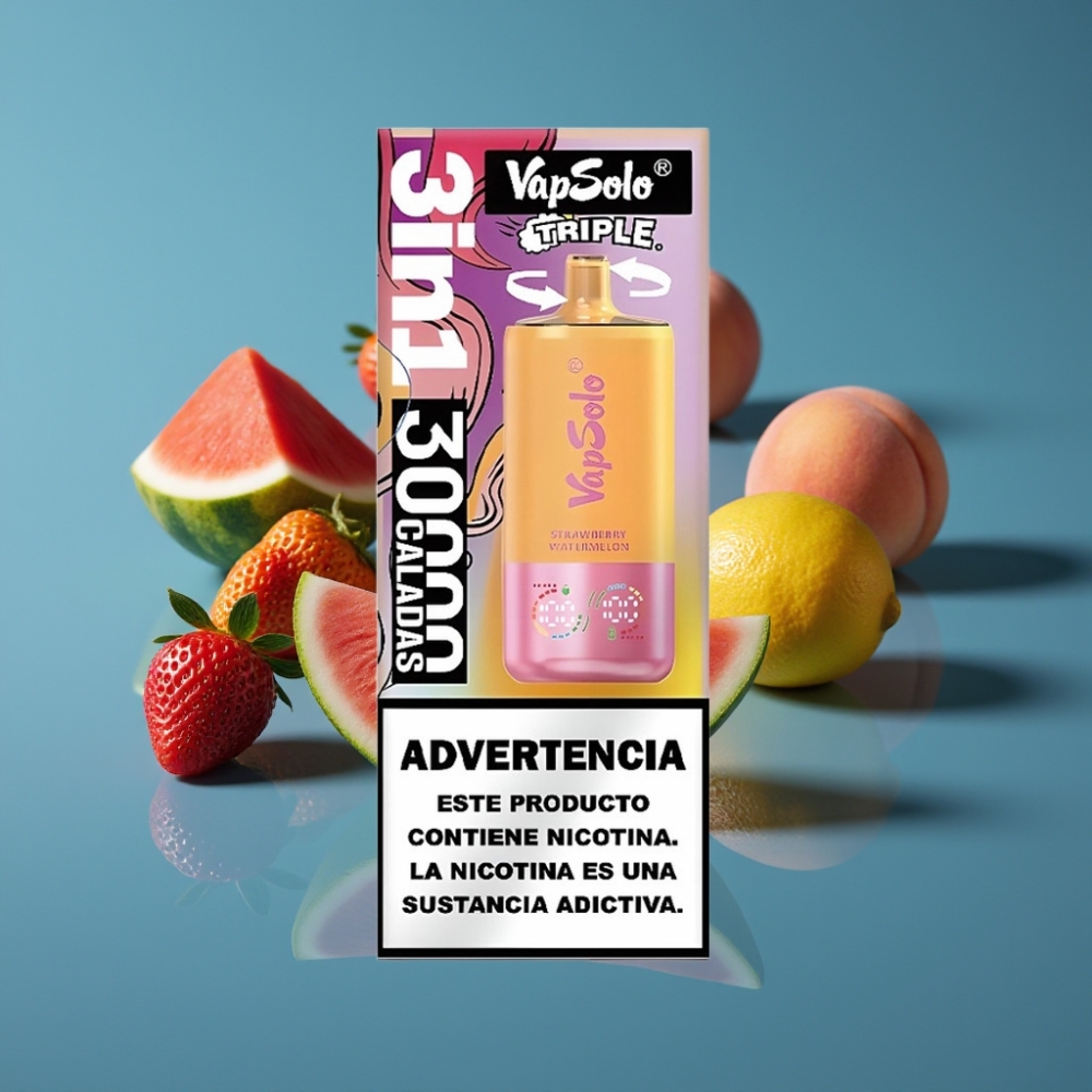 VapSolo Triple 30000 Puffs Jagoda Lubenica & Limun Breskva Disposable Vape