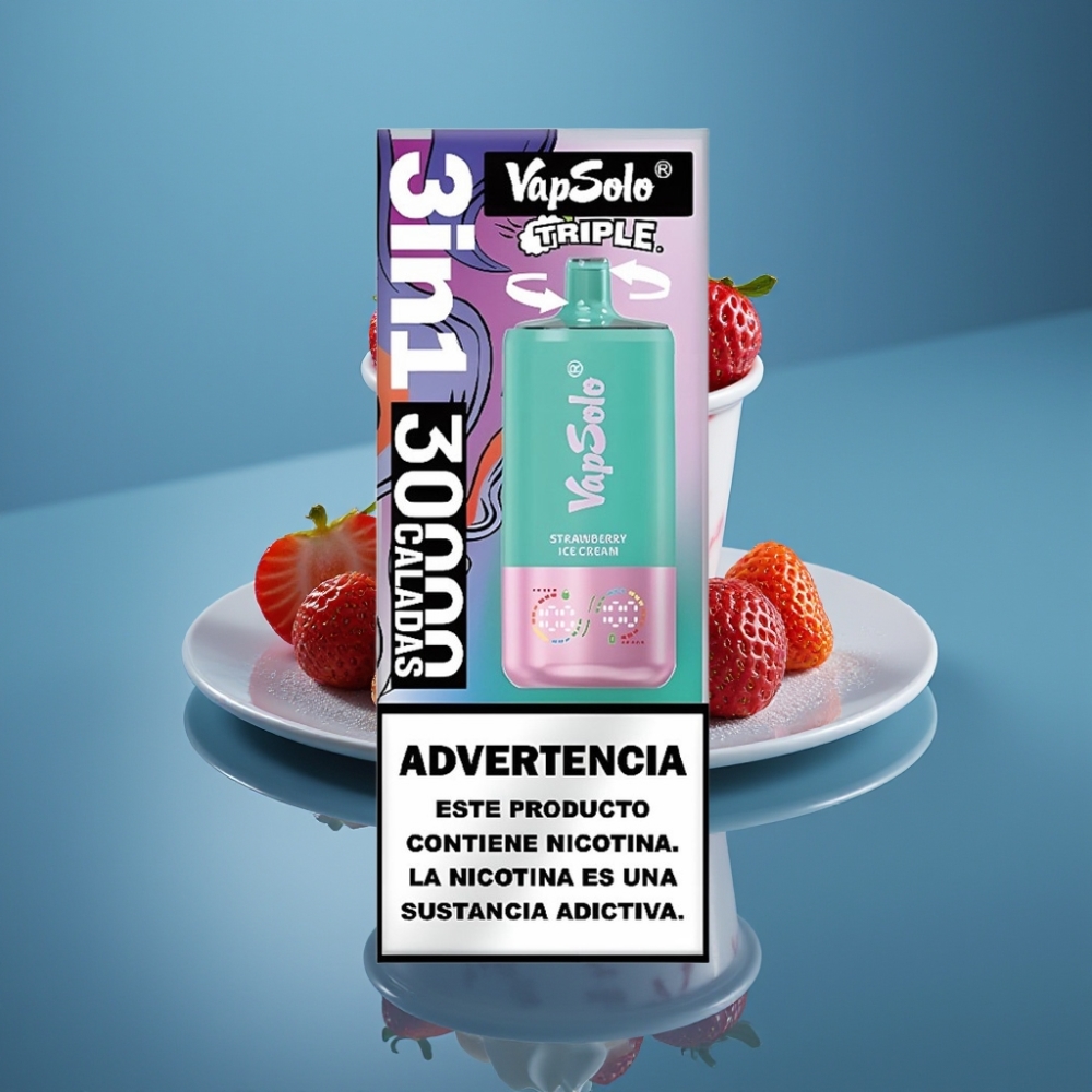 VapSolo Triple 30000 Puffs Jagoda Sladoled 40ml 20mg/50mg Type-C