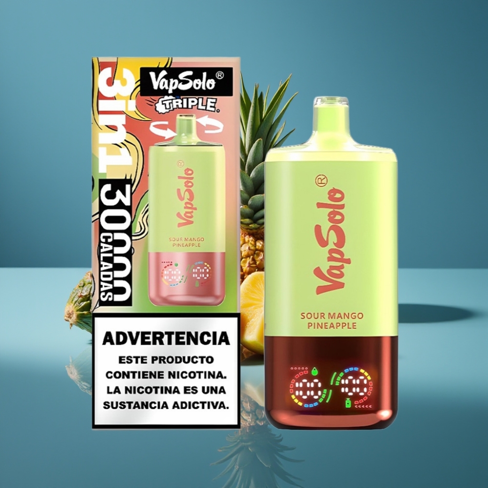 VapSolo Triple 30000 Puffs Kiselo Mango Ananas 40ml Type-C Disposable Vape