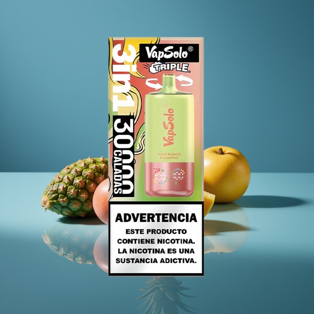 VapSolo Triple 30000 Puffs Kiselo Mango Ananas 40ml Type-C Disposable Vape