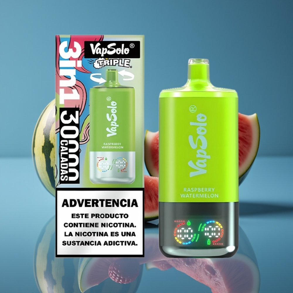 VapSolo Triple 30000 Puffs Malina Lubenica 40ml Type-C