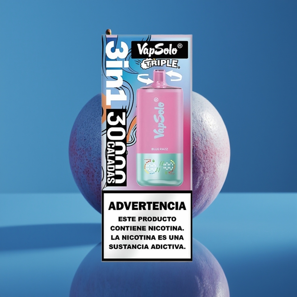 VapSolo Triple 30000 Puffs Plavi Malina 40ml Type-C 20mg/50mg