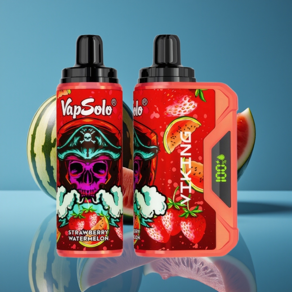 VapSolo VIKING 12000 Puffs Jednokratna Vape Jagoda Lubenica s LED zaslonom i Type-C punjenjem