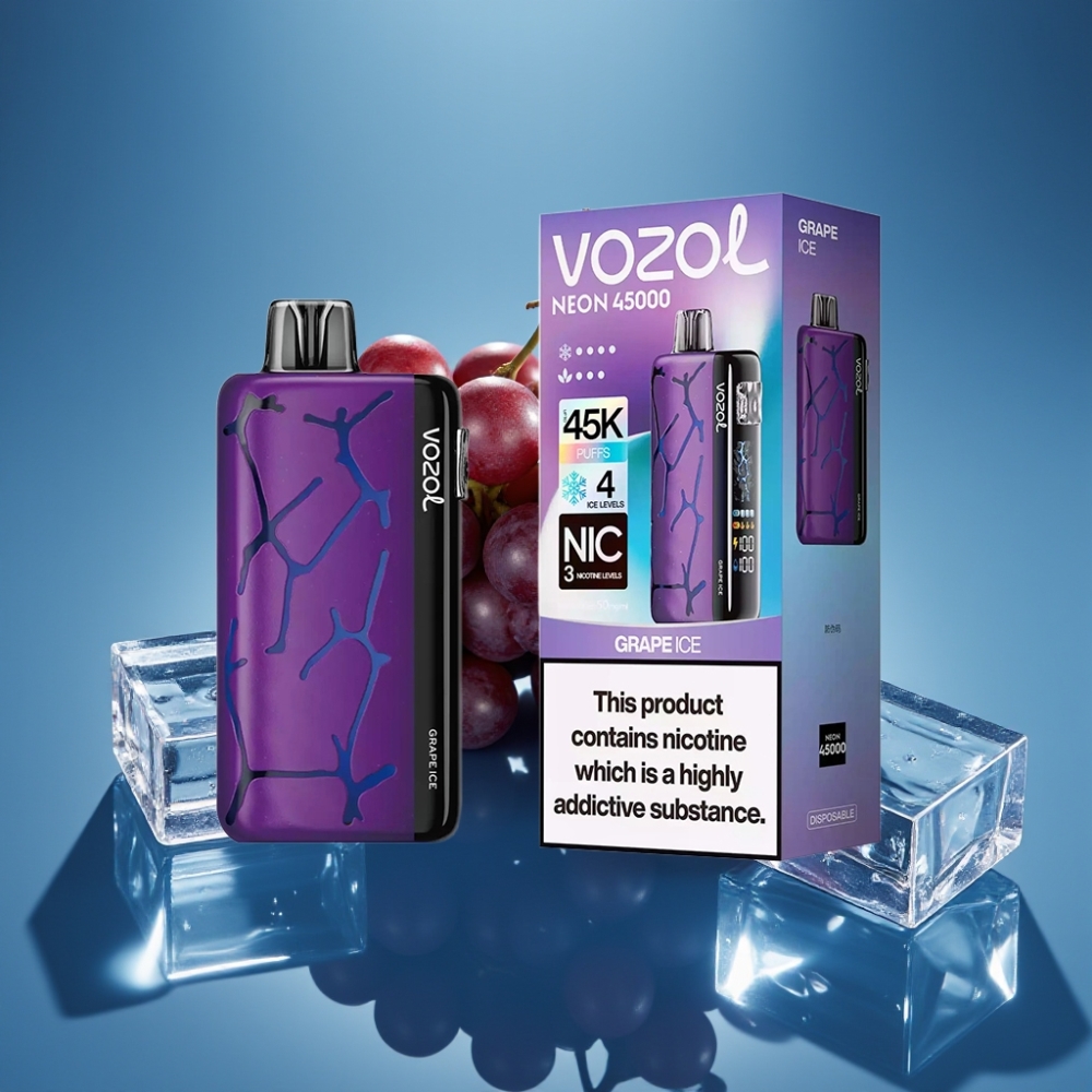 Vozol Neon 45K 45000 Pufova Disposable Vape Grožđe Led 4 Ice Mode 3 Airflow Mode